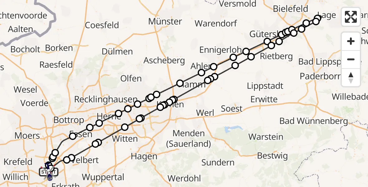 Flugroute Polizeihubschrauber Düsseldorf Flughafen - Düsseldorf Flughafen, 03 Mai 2026, 20:04