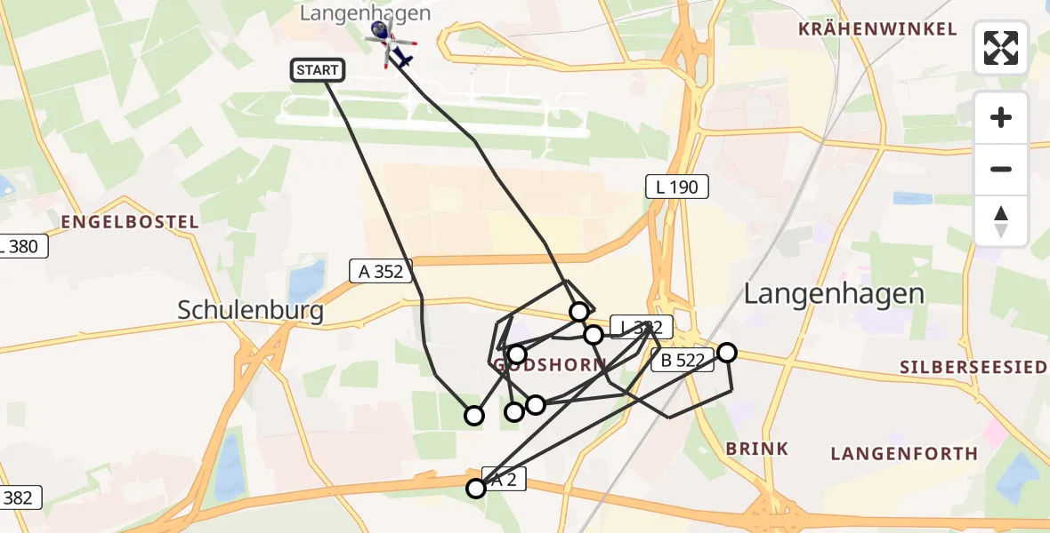 Flugroute Polizeihubschrauber Flughafen Hannover - Flughafen Hannover, 04 Mai 2026, 01:53
