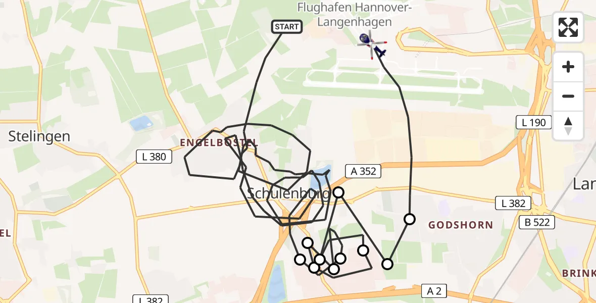 Flugroute Polizeihubschrauber Flughafen Hannover - Flughafen Hannover, 04 Mai 2026, 02:19