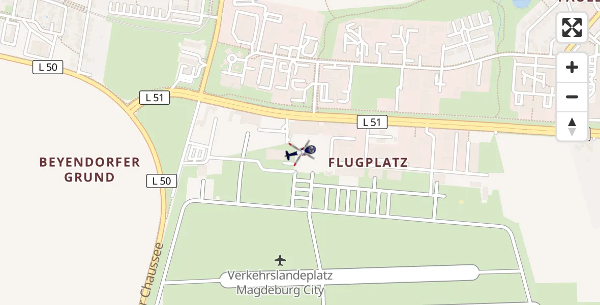 Flugroute Polizeihubschrauber Magdeburg City Flugplatz - Magdeburg City Flugplatz, 04 Mai 2026, 06:30