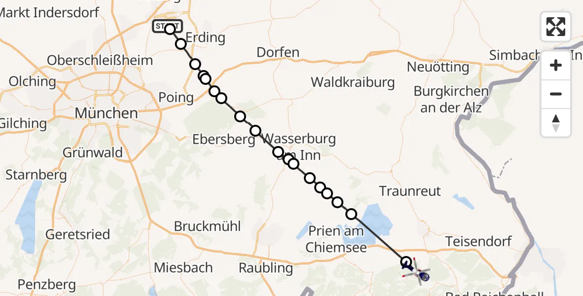 Flugroute Polizeihubschrauber München Flughafen - Ruhpolding, 04 Mai 2026, 07:00