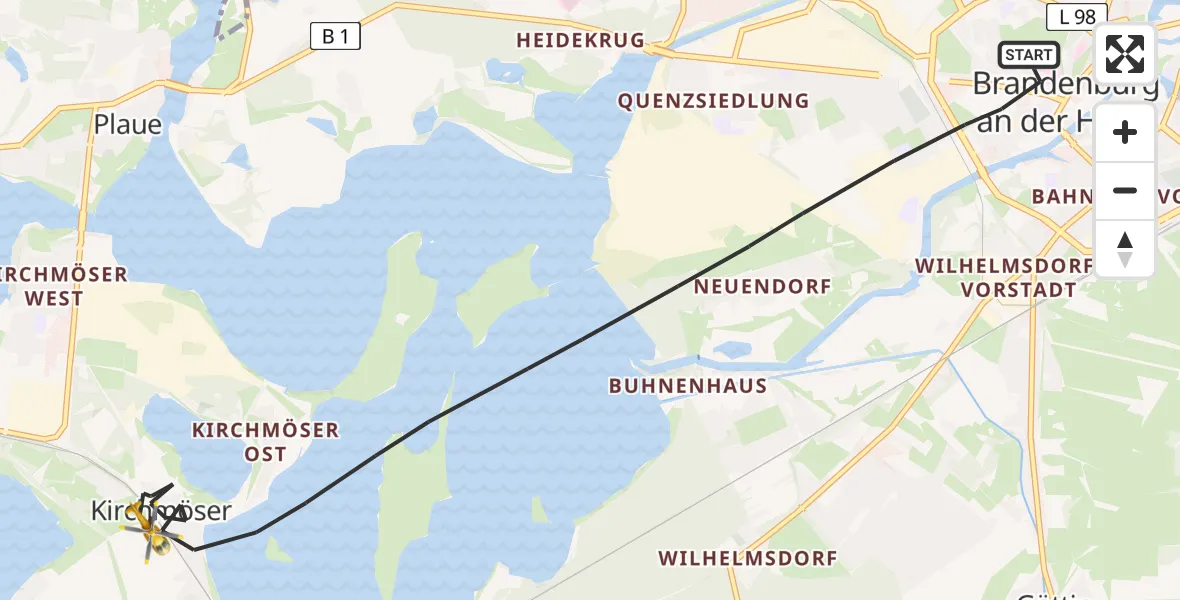 Flugroute Rettungshubschrauber Brandenburg an der Havel - Brandenburg an der Havel, 04 Mai 2026, 07:20