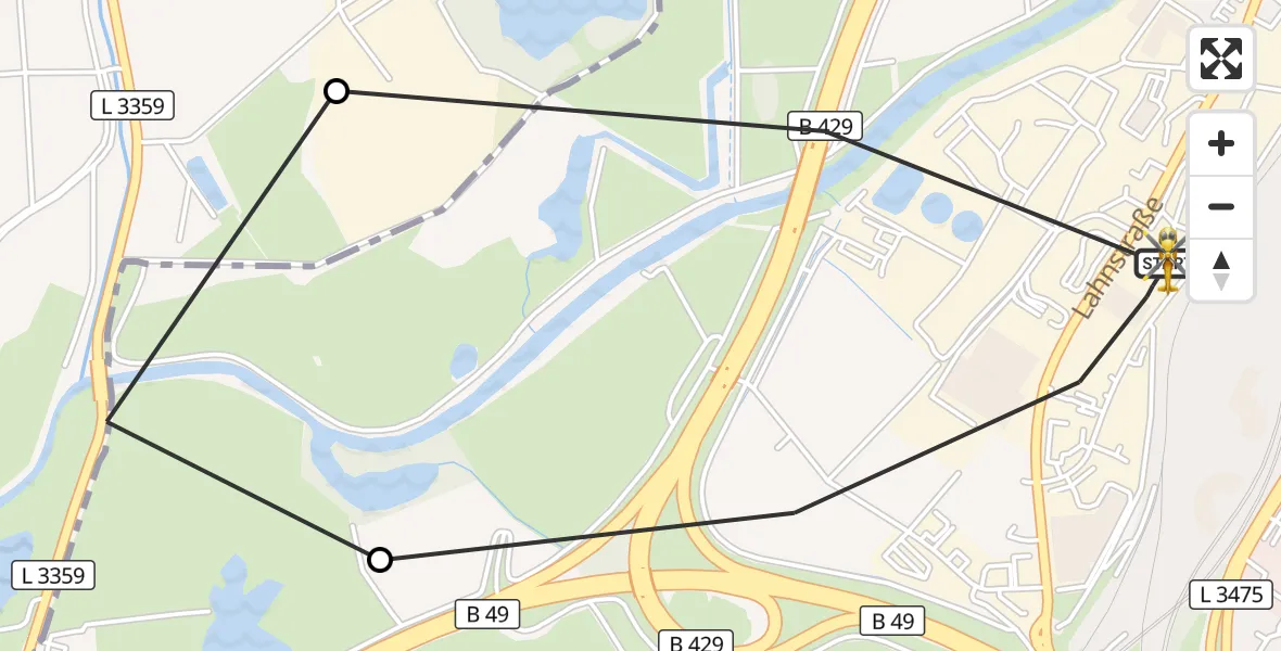 Flugroute Rettungshubschrauber Gießen - Gießen, 04 Mai 2026, 07:42