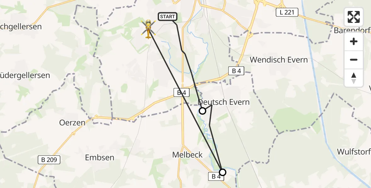 Flugroute Rettungshubschrauber Lüneburg - Lüneburg, 04 Mai 2026, 07:44