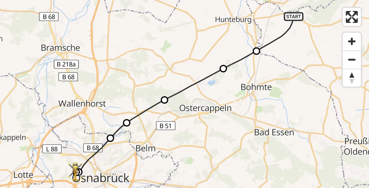 Flugroute Rettungshubschrauber Stemwede - Osnabrück Hospital, 04 Mai 2026, 08:22