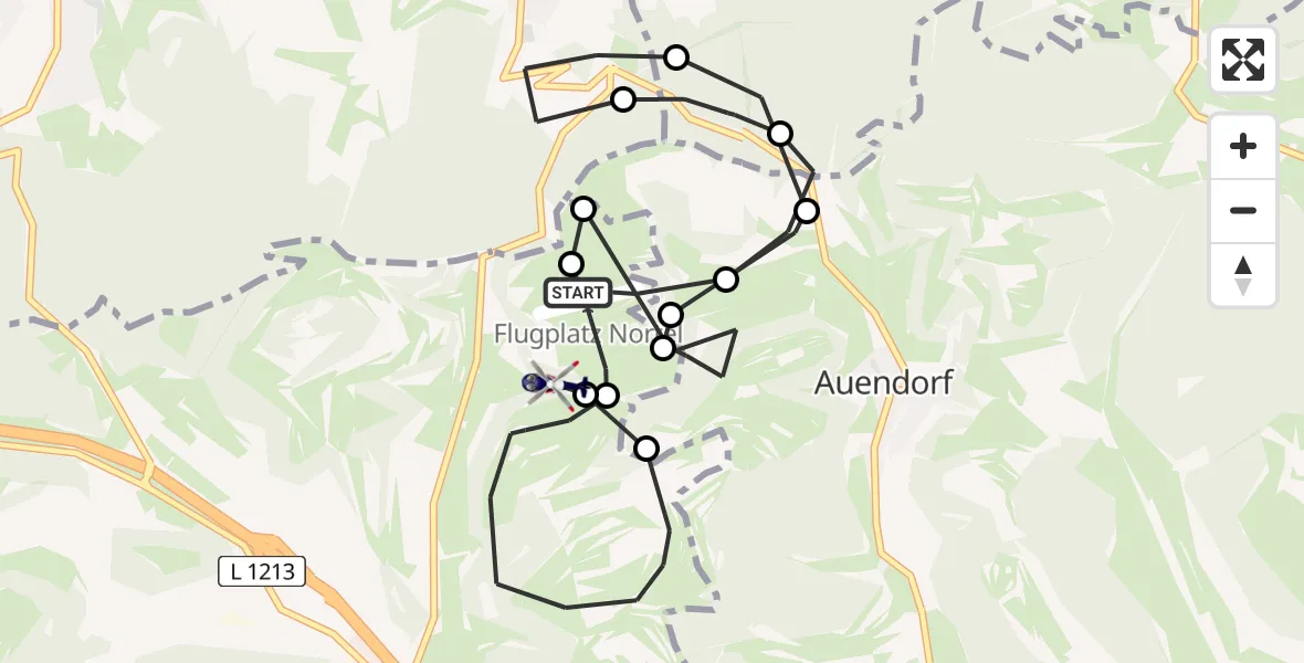 Flugroute Polizeihubschrauber Gruibingen-Nortel Flugplatz - Gruibingen, 04 Mai 2026, 09:04