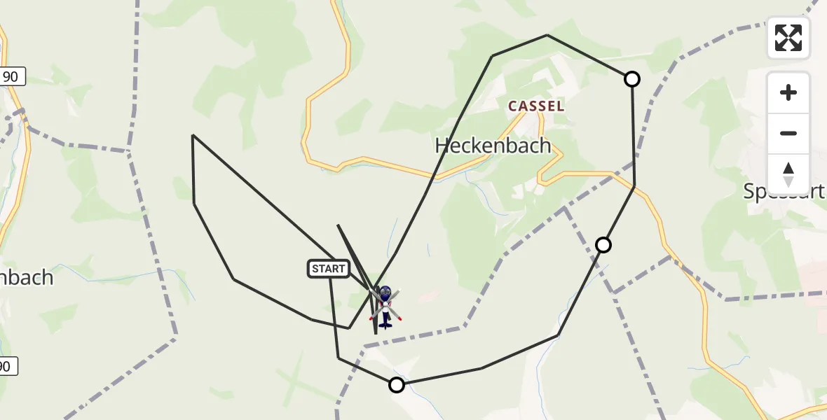 Flugroute Polizeihubschrauber Heckenbach - Heckenbach, 04 Mai 2026, 09:06