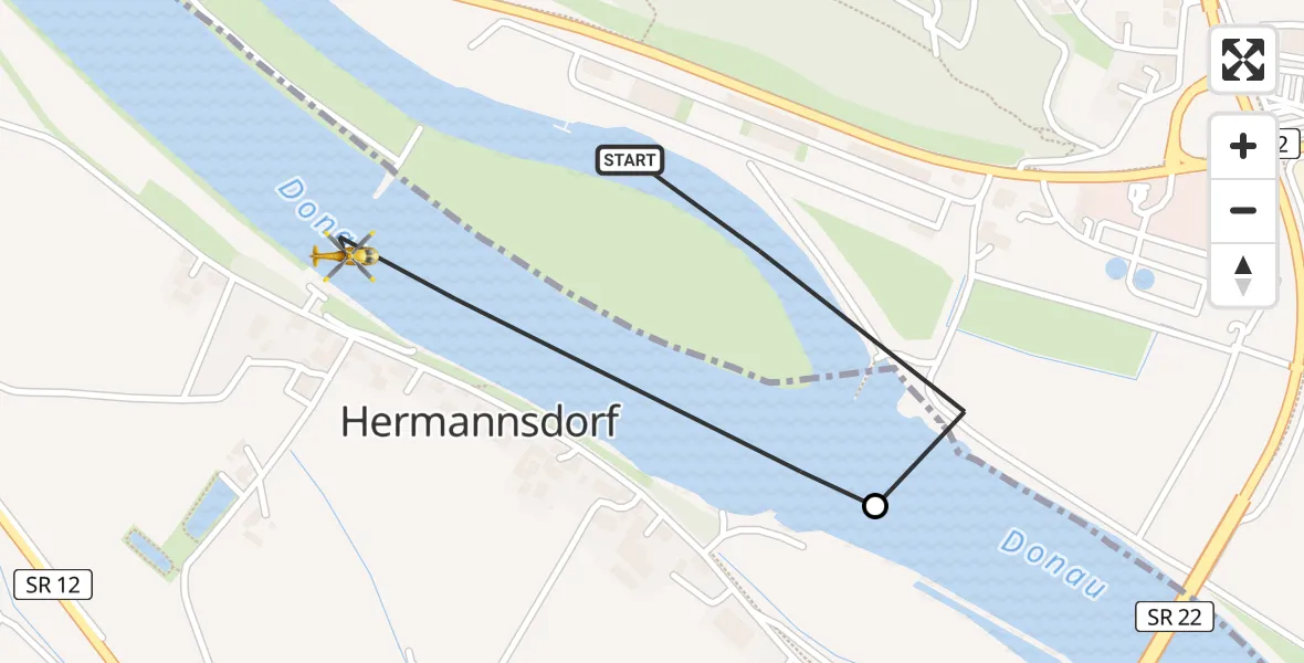 Flugroute Rettungshubschrauber Bogen - Aiterhofen, 04 Mai 2026, 09:15