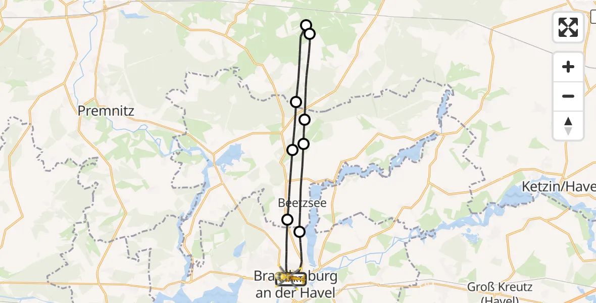 Flugroute Rettungshubschrauber Brandenburg an der Havel - Brandenburg an der Havel, 04 Mai 2026, 09:17