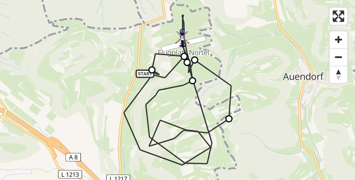 Flugroute Polizeihubschrauber Gruibingen - Gruibingen-Nortel Flugplatz, 04 Mai 2026, 09:19