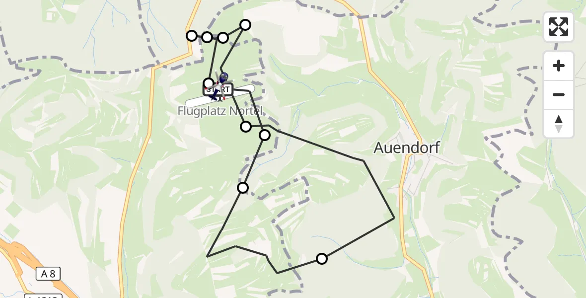 Flugroute Polizeihubschrauber Gruibingen-Nortel Flugplatz - Gruibingen-Nortel Flugplatz, 04 Mai 2026, 09:32