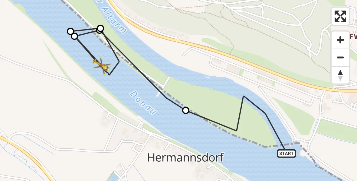 Flugroute Rettungshubschrauber Bogen - Aiterhofen, 04 Mai 2026, 09:32