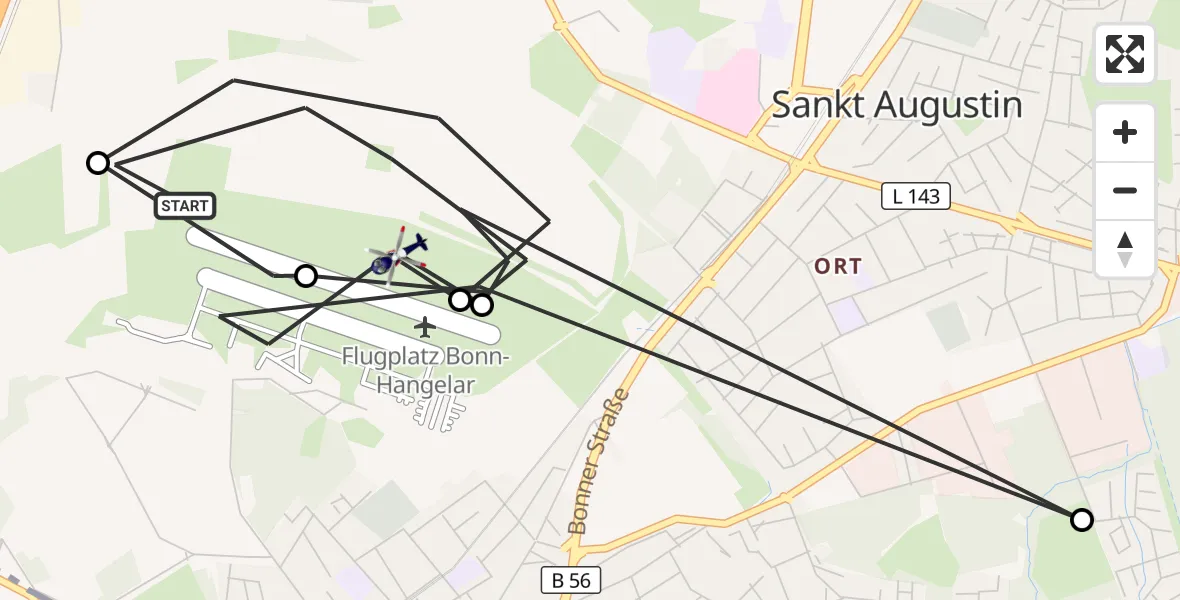 Flugroute Polizeihubschrauber Sankt Augustin - Bonn-Hangelar Flugplatz, 04 Mai 2026, 09:34