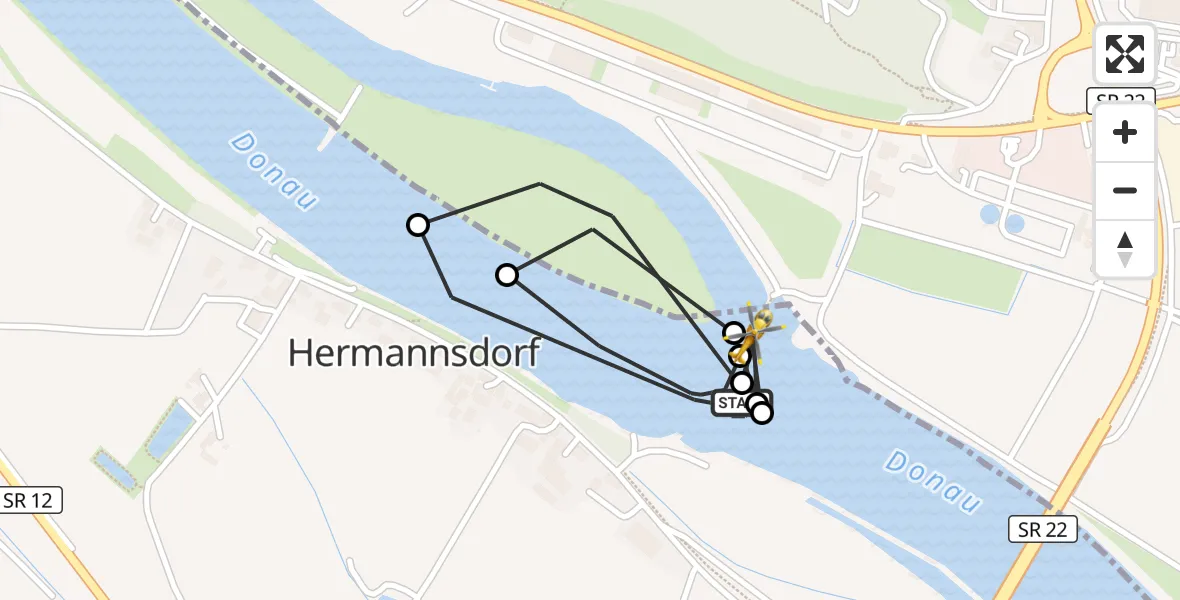 Flugroute Rettungshubschrauber Aiterhofen - Bogen, 04 Mai 2026, 09:50