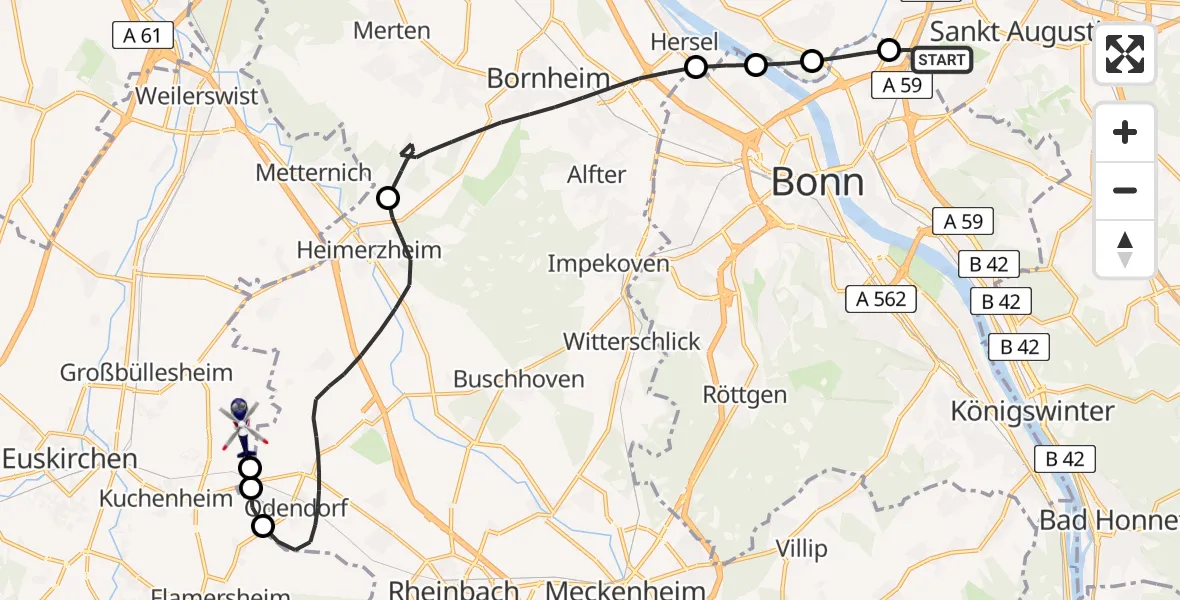 Flugroute Polizeihubschrauber Sankt Augustin - Euskirchen, 04 Mai 2026, 10:06