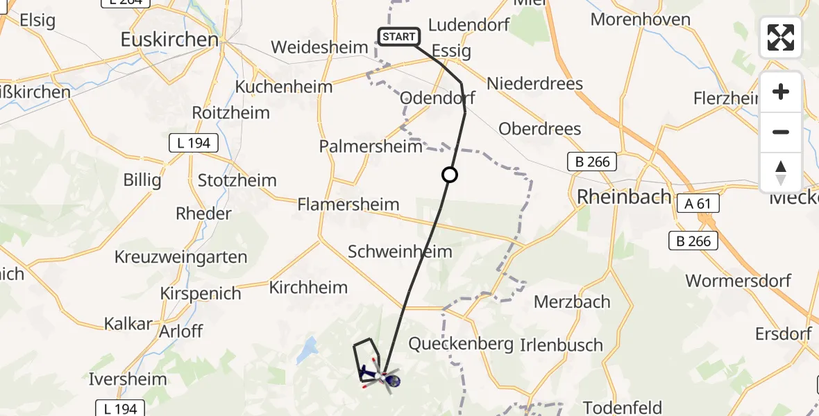 Flugroute Polizeihubschrauber Swisttal - Euskirchen, 04 Mai 2026, 10:29