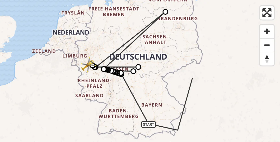 Flugroute Rettungshubschrauber Seefeld - Weilerswist, 04 Mai 2026, 10:30