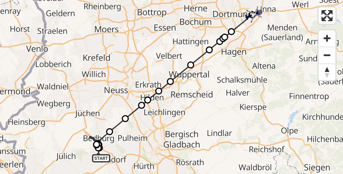 Flugroute Polizeihubschrauber Elsdorf - Dortmund Flughafen, 04 Mai 2026, 10:40