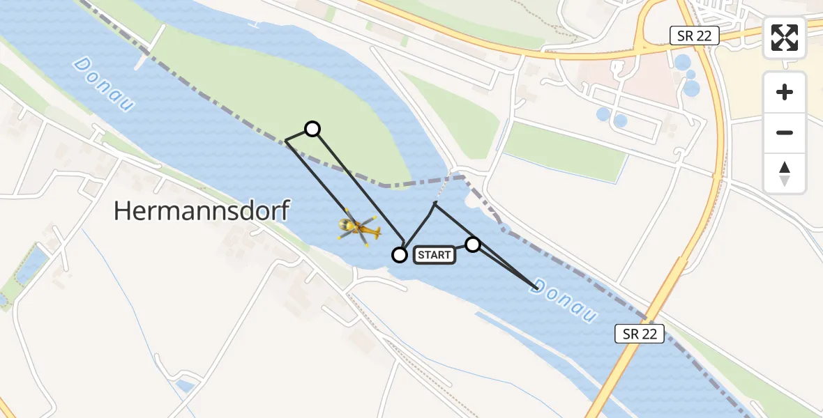 Flugroute Rettungshubschrauber Aiterhofen - Aiterhofen, 04 Mai 2026, 11:01