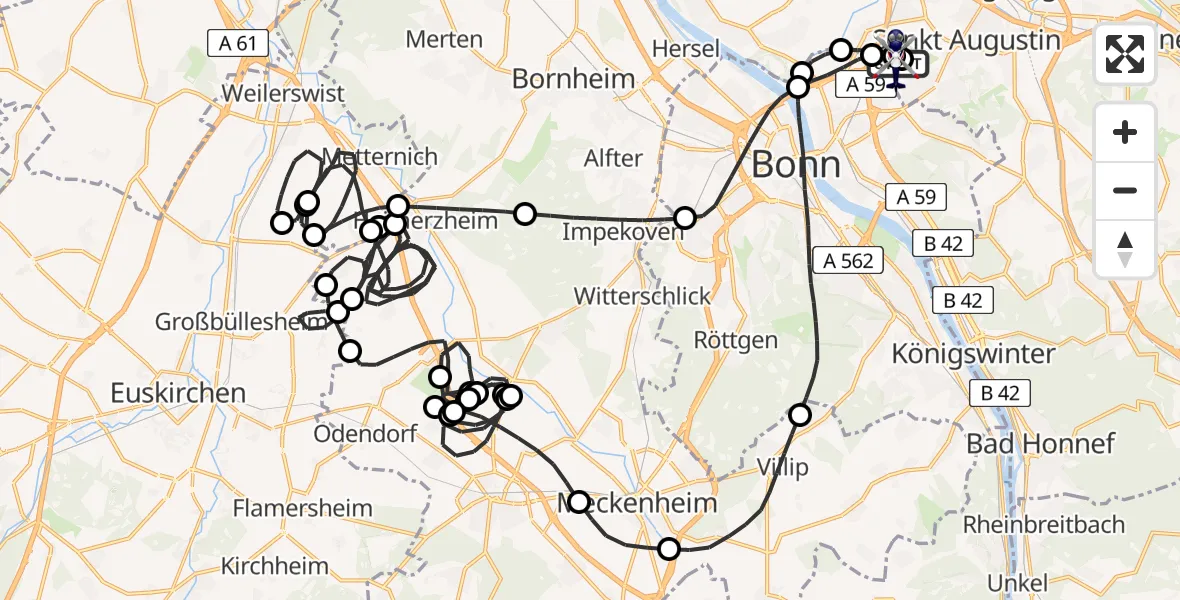 Flugroute Polizeihubschrauber Sankt Augustin - Sankt Augustin, 04 Mai 2026, 11:16