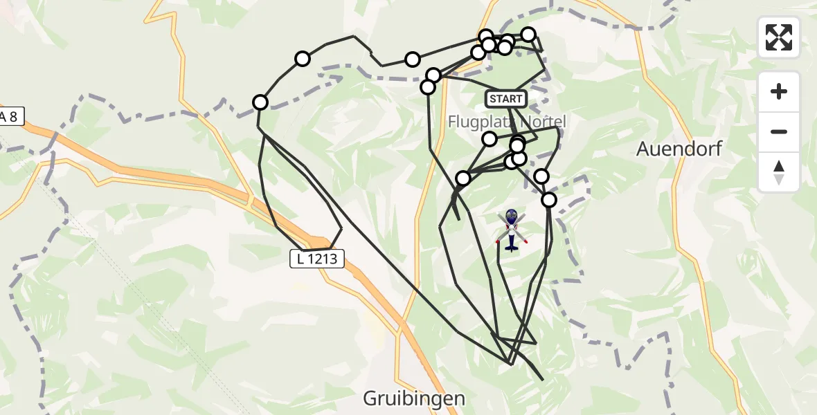 Flugroute Polizeihubschrauber Gruibingen-Nortel Flugplatz - Gruibingen, 04 Mai 2026, 11:23