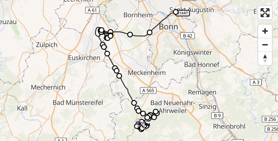 Flugroute Polizeihubschrauber Sankt Augustin - Ahrbrück, 04 Mai 2026, 11:23