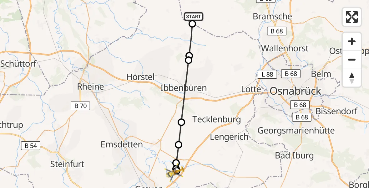 Flugroute Ambulanzhubschrauber Voltlage - Christoph  Westfalen-ADAC, 04 Mai 2026, 11:24