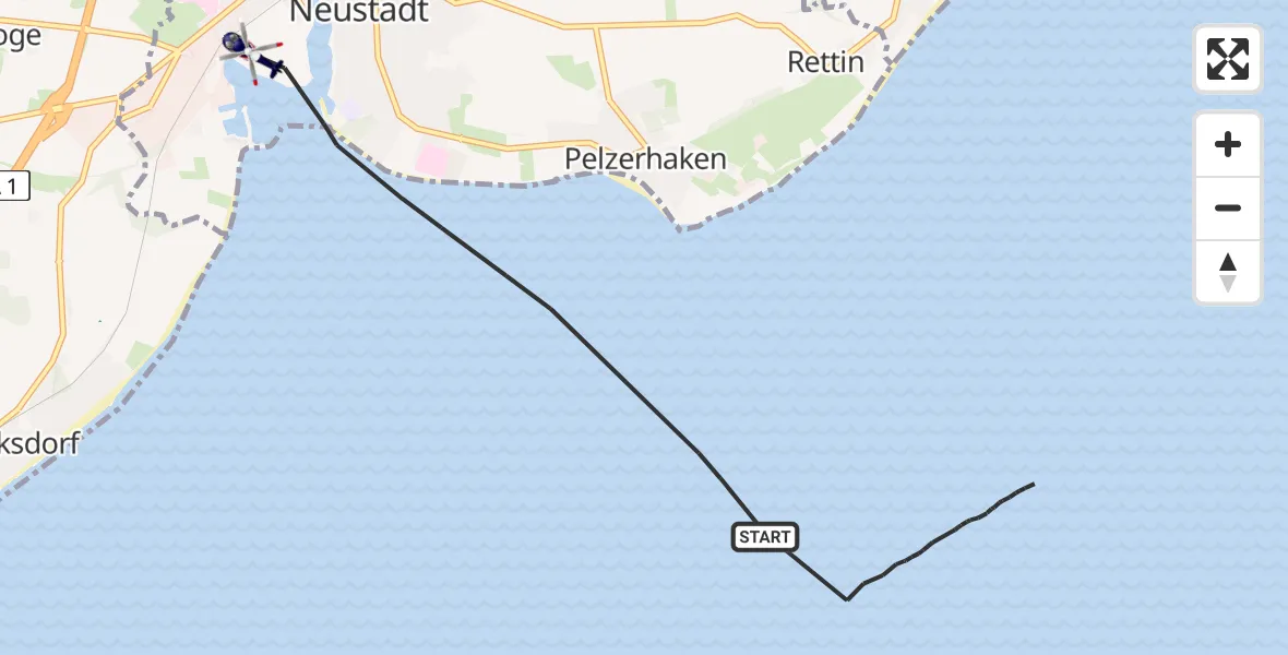 Flugroute Polizeihubschrauber Neustadt in Holstein - Neustadt in Holstein, 04 Mai 2026, 11:28