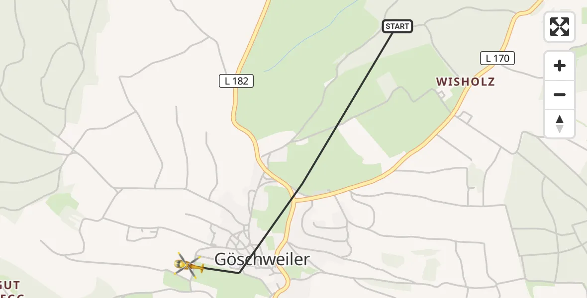 Flugroute Ambulanzhubschrauber Löffingen - Löffingen, 04 Mai 2026, 11:45