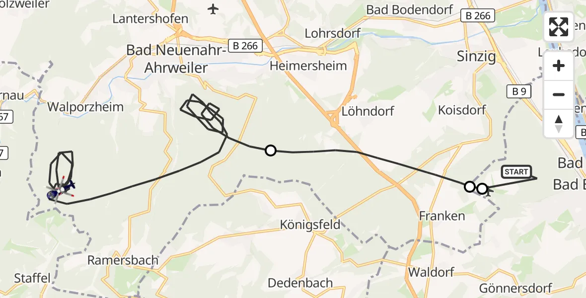 Flugroute Polizeihubschrauber Bad Breisig - Bad Neuenahr-Ahrweiler, 04 Mai 2026, 11:48
