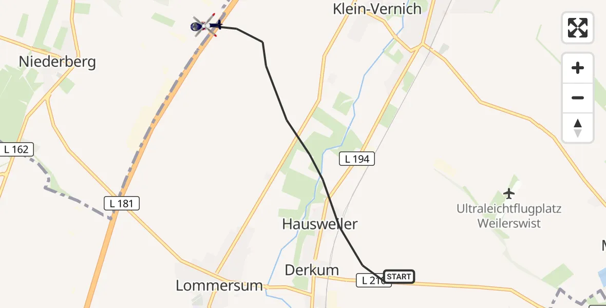 Flugroute Polizeihubschrauber Weilerswist - Weilerswist, 04 Mai 2026, 12:21