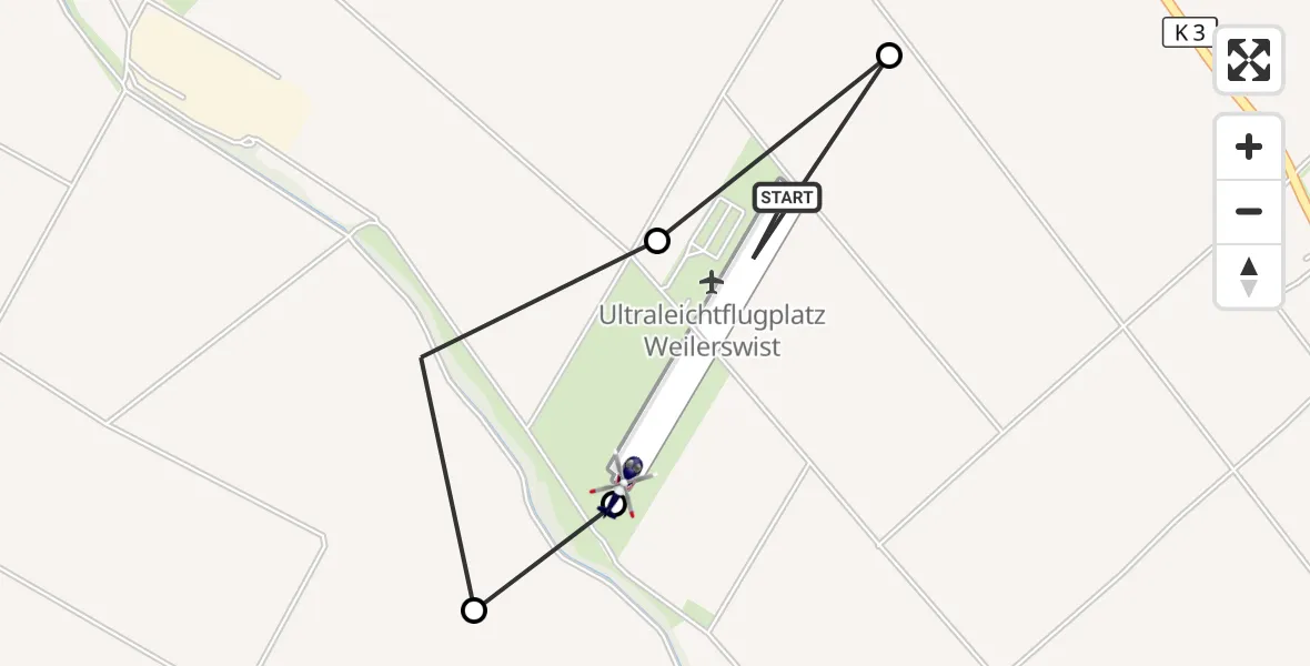 Flugroute Polizeihubschrauber Weilerswist UL - Weilerswist UL, 04 Mai 2026, 12:22