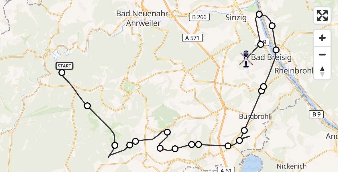 Flugroute Polizeihubschrauber Ahrbrück - Mönchsheide Segelflugfeld, 04 Mai 2026, 12:23