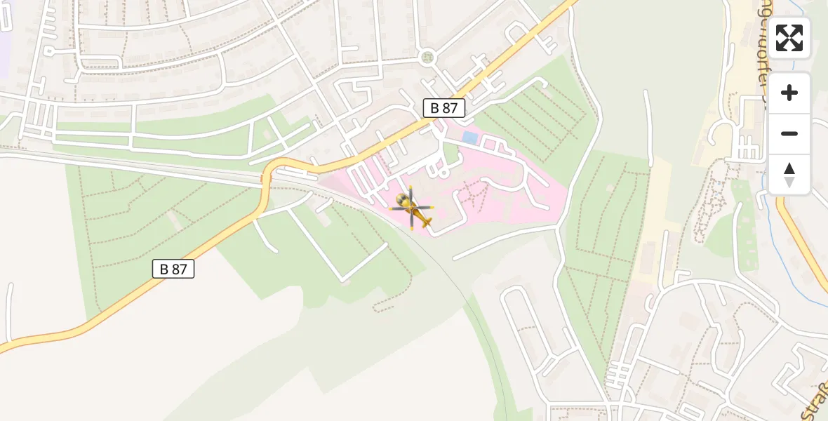 Flugroute Rettungshubschrauber Asklepios Clinic Weißenfels - Asklepios Clinic Weißenfels, 04 Mai 2026, 12:24