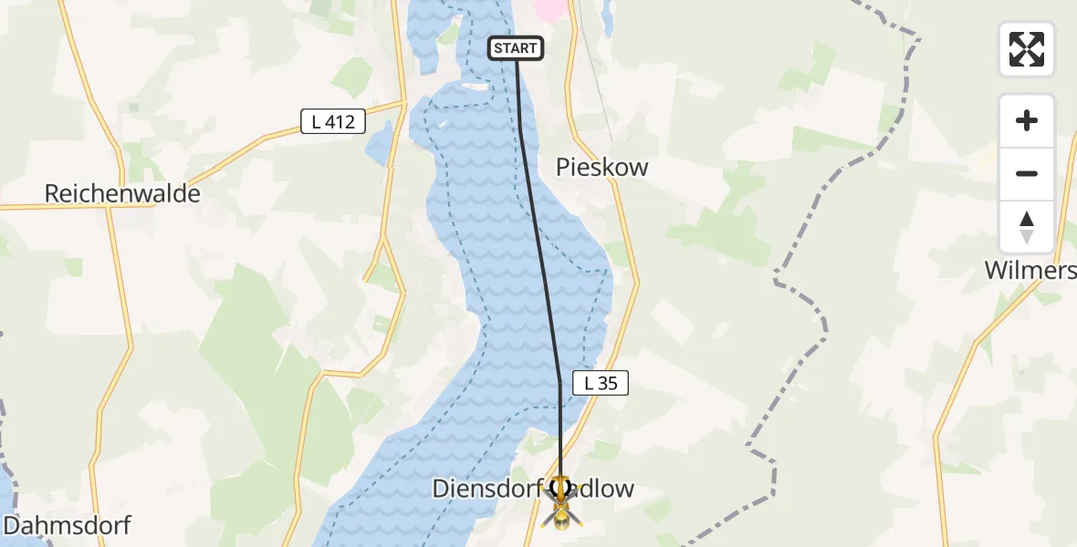Flugroute Rettungshubschrauber Bad Saarow - Diensdorf-Radlow, 04 Mai 2026, 12:32