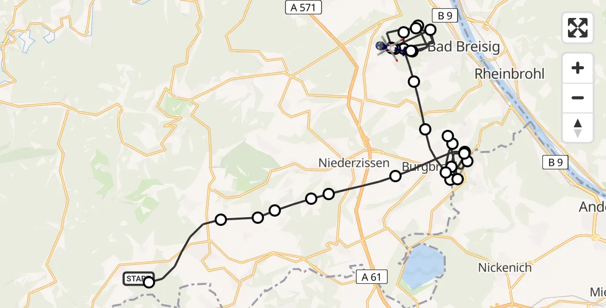 Flugroute Polizeihubschrauber Hohenleimbach - Sinzig, 04 Mai 2026, 12:40