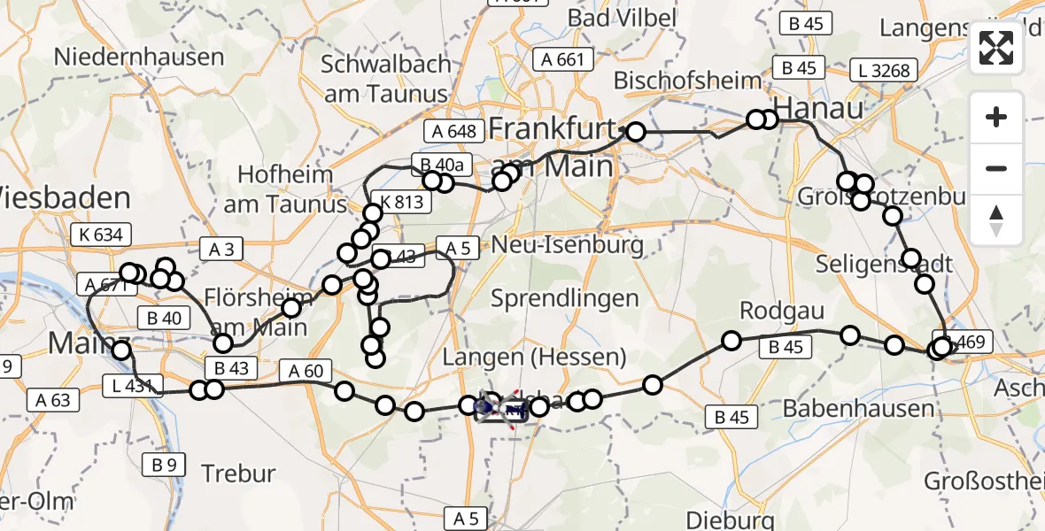 Flugroute Polizeihubschrauber Flughafen Frankfurt-Egelsbach - Flughafen Frankfurt-Egelsbach, 04 Mai 2026, 12:43