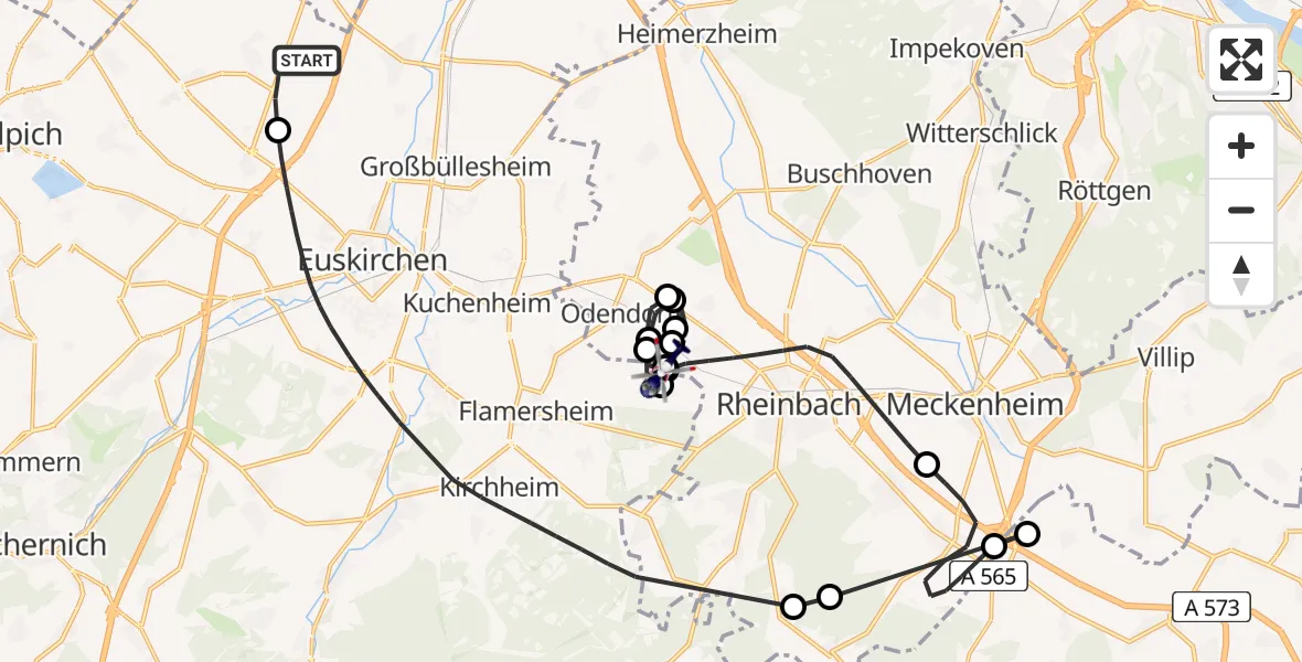 Flugroute Polizeihubschrauber Zülpich - Euskirchen, 04 Mai 2026, 12:58