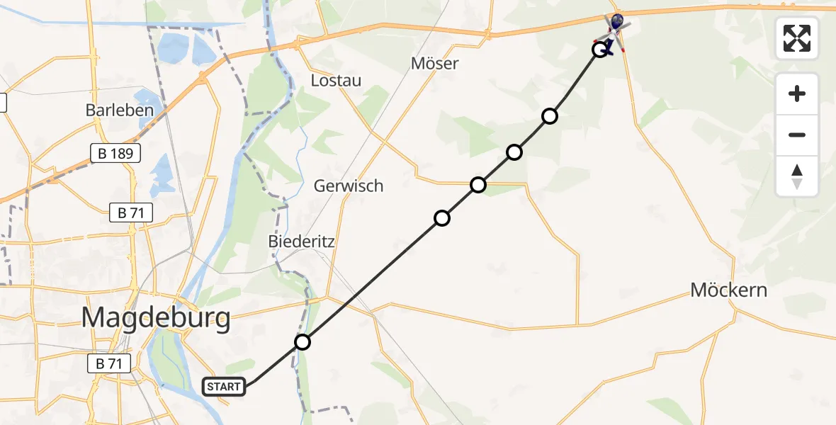 Flugroute Polizeihubschrauber Magdeburg - Burg, 04 Mai 2026, 13:27