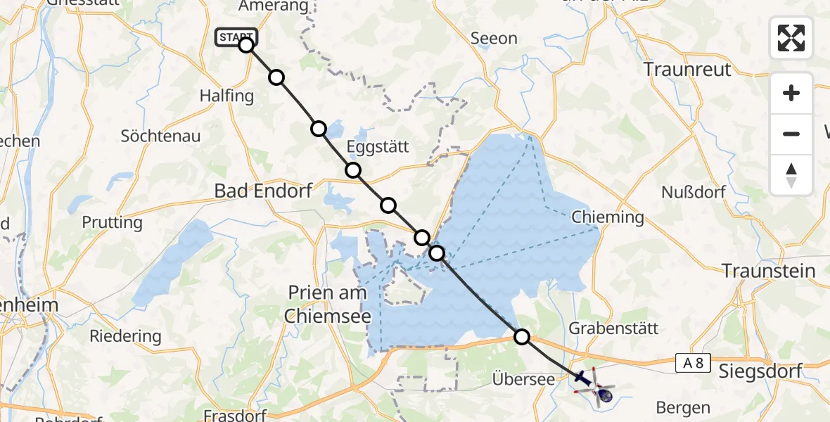 Flugroute Polizeihubschrauber Halfing - Grabenstätt, 04 Mai 2026, 13:28