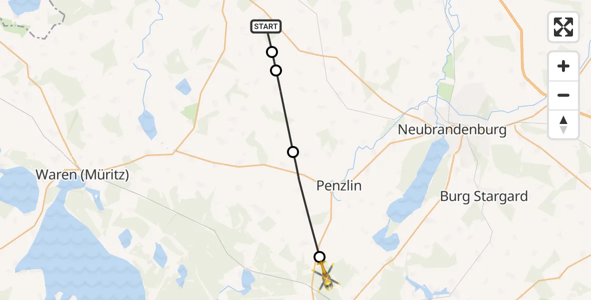 Flugroute Rettungshubschrauber Ritzerow - Klein Vielen, 04 Mai 2026, 14:13