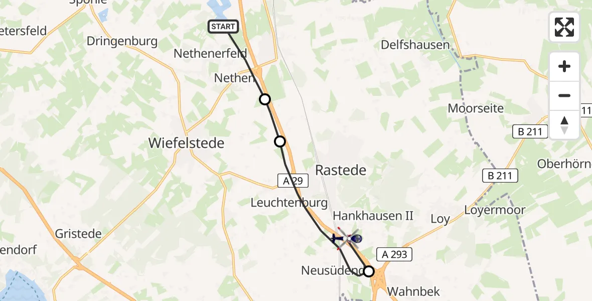 Flugroute Polizeihubschrauber Rastede - Rastede, 04 Mai 2026, 14:14