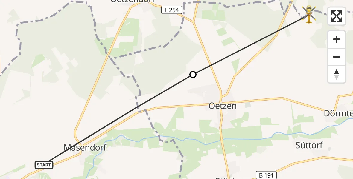 Flugroute Rettungshubschrauber Uelzen - Weste, 04 Mai 2026, 14:41