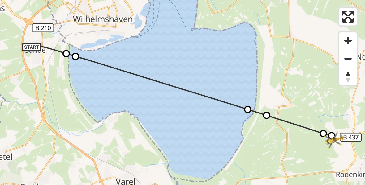 Flugroute Rettungshubschrauber Sande - Stadland, 04 Mai 2026, 14:48