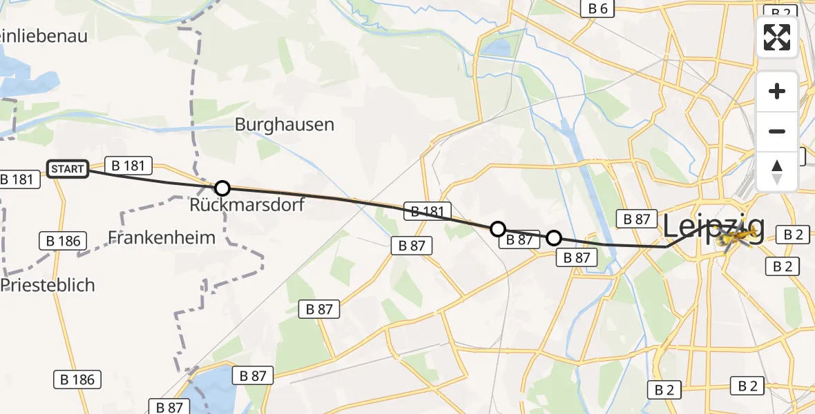 Flugroute Rettungshubschrauber Schkeuditz - Leipzig, 04 Mai 2026, 14:53