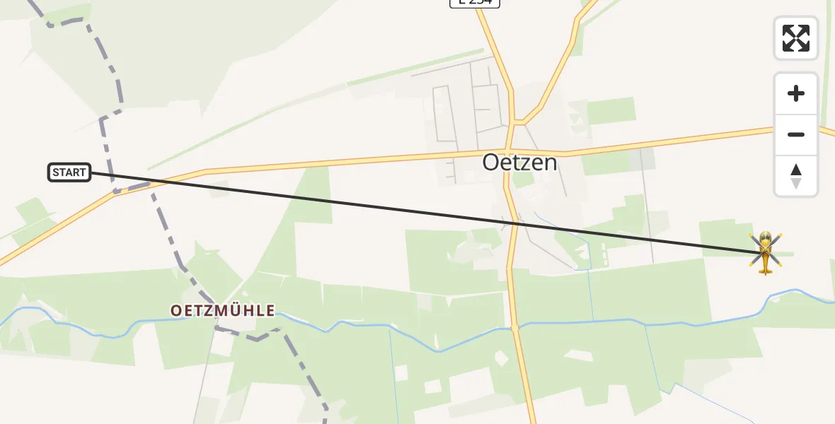 Flugroute Rettungshubschrauber Uelzen - Oetzen, 04 Mai 2026, 15:09