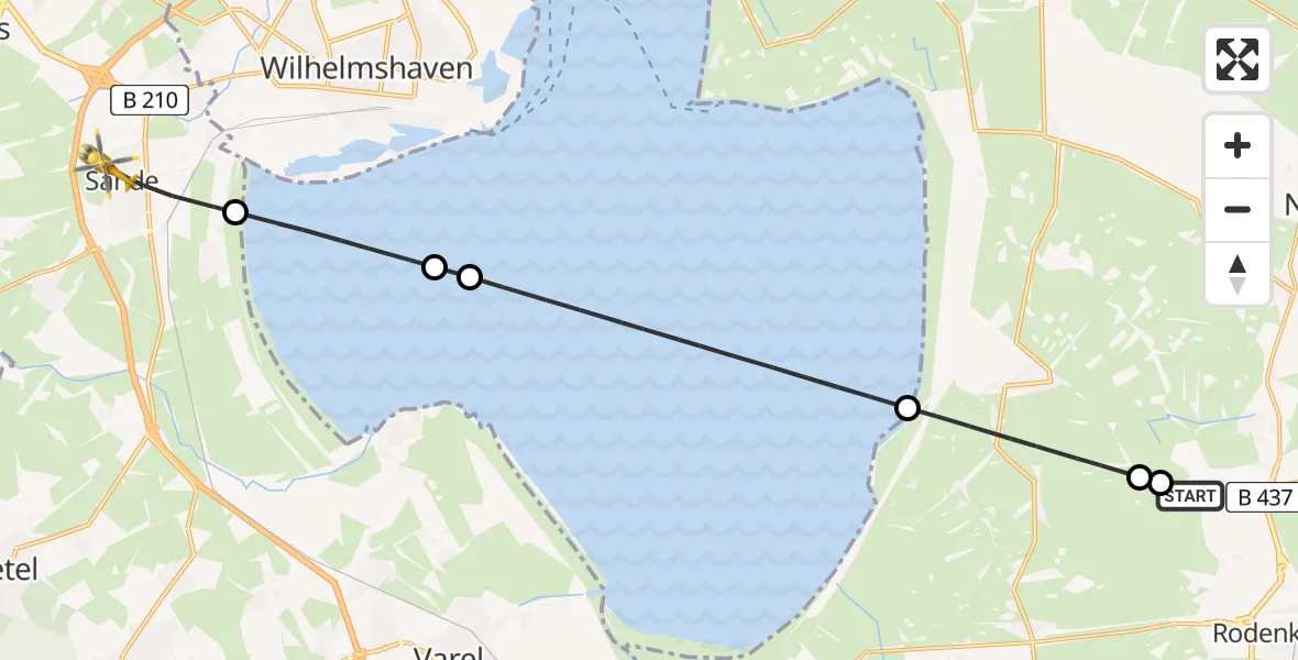 Flugroute Rettungshubschrauber Stadland - Sande, 04 Mai 2026, 15:25