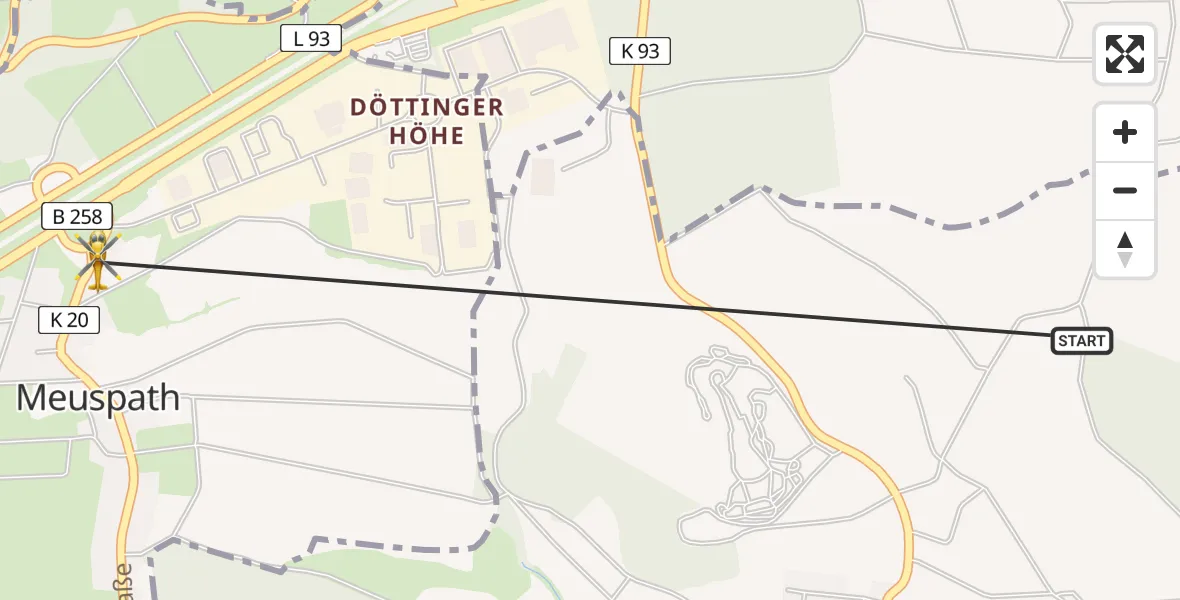Flugroute Ambulanzhubschrauber Drees - Meuspath, 04 Mai 2026, 15:35
