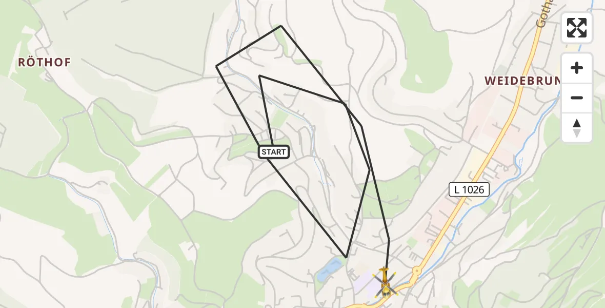Flugroute Rettungshubschrauber Schmalkalden - Schmalkalden, 04 Mai 2026, 15:37