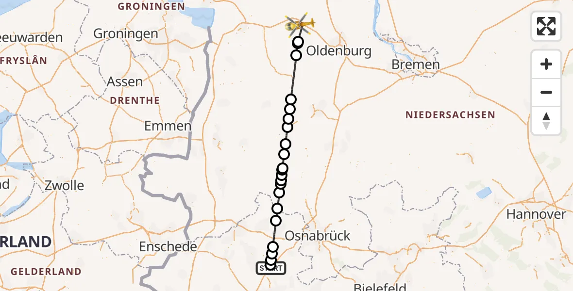 Flugroute Ambulanzhubschrauber Christoph  Westfalen-ADAC - Westerstede, 04 Mai 2026, 15:39